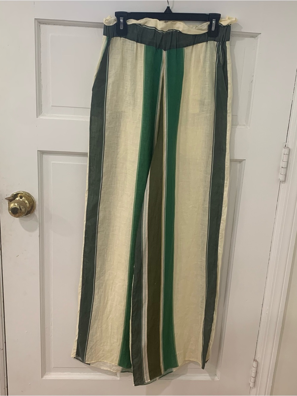 Juan de Dios San Benito Paperbag Waist Wide Leg Linen Pants Resortwear Sz 10